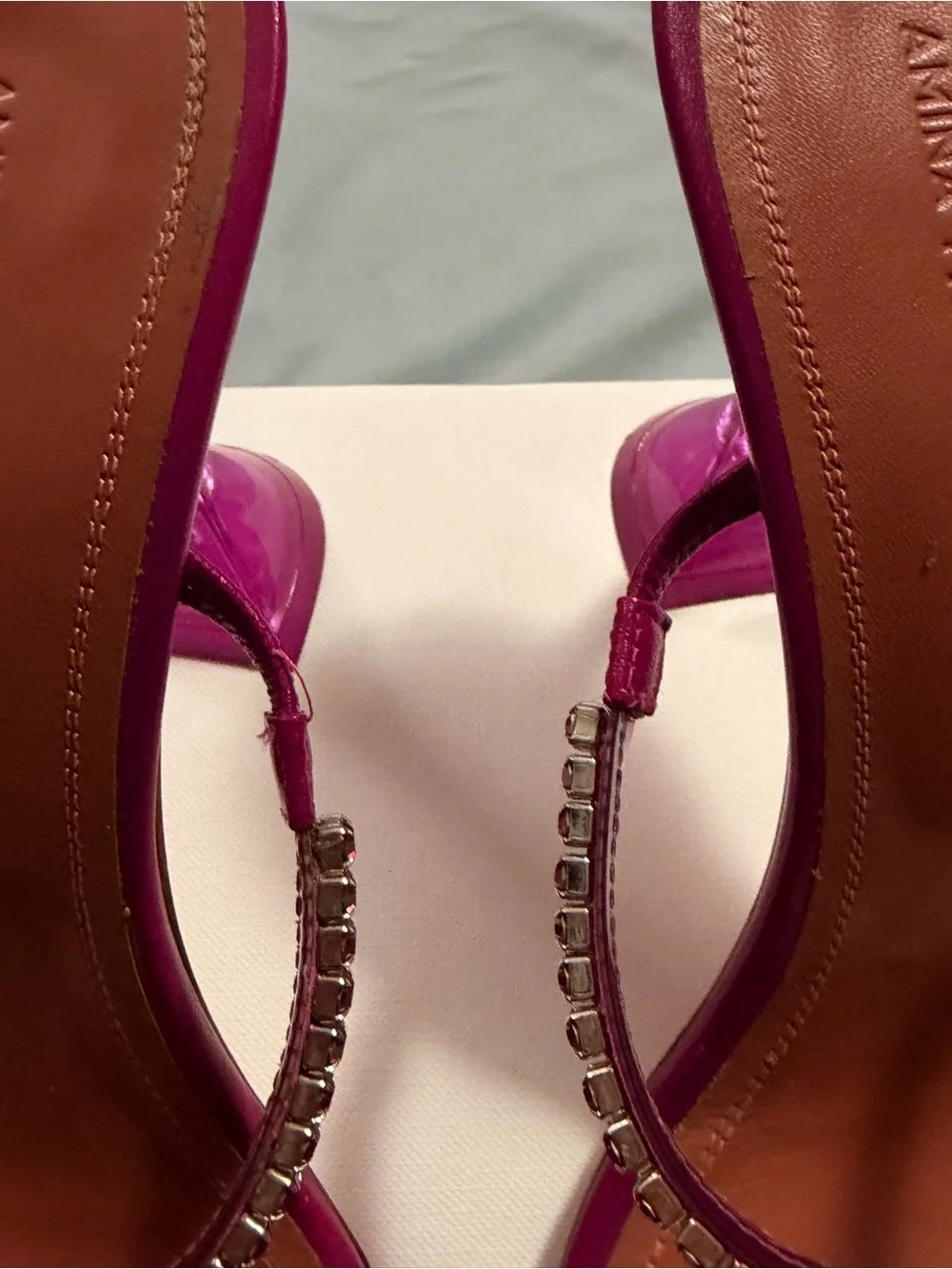 Amina Muaddi Gilda Glass Magenta Pink Heels